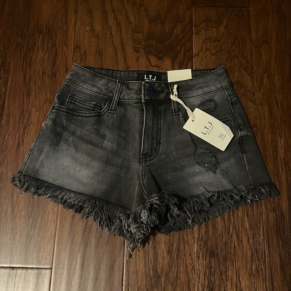 L.T.J black denim shorts